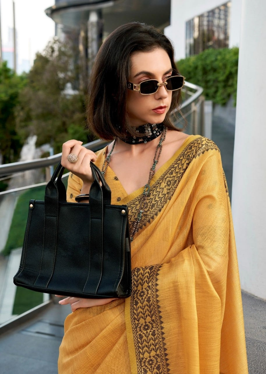 Premium Linen Tissue Silk Saree with Matching Blouse Piece