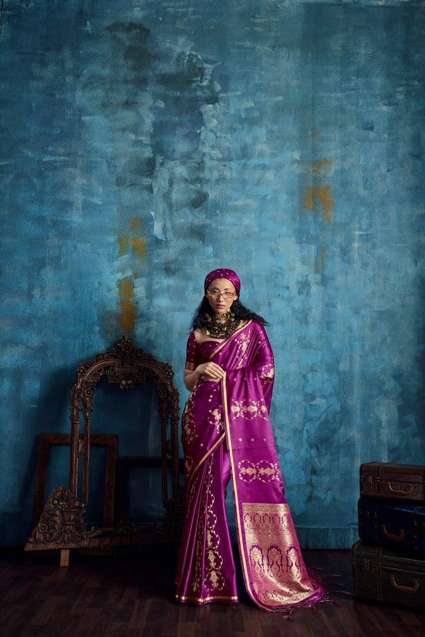 Pure Satin Handloom Weaving Silk Saree