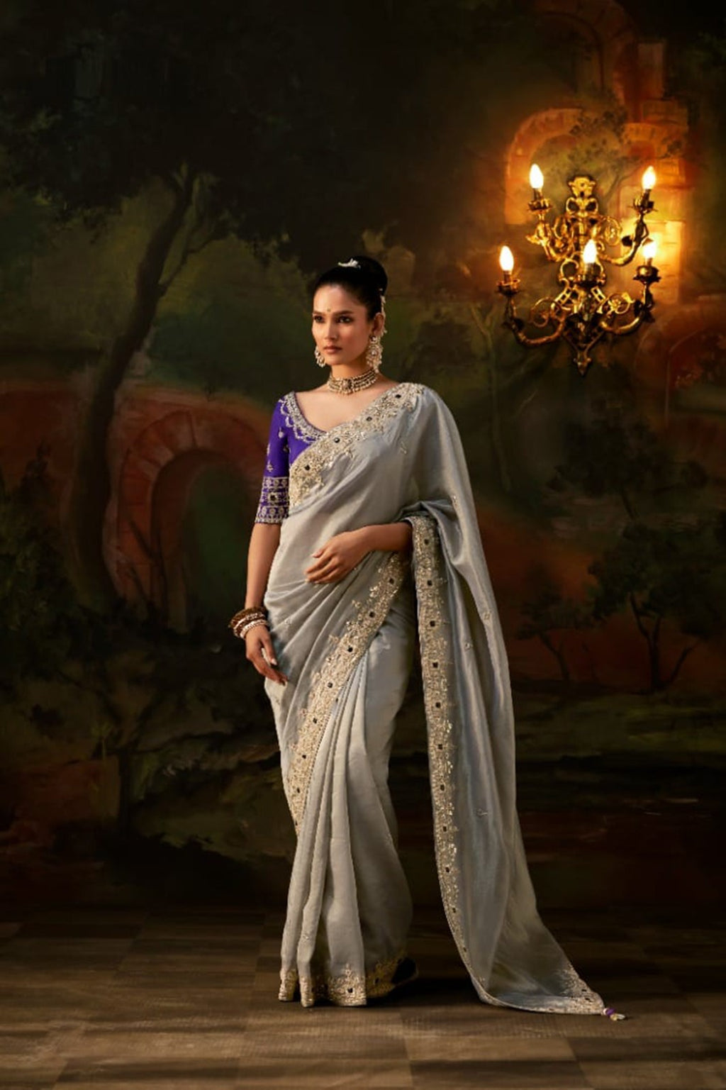 Exquisite Premium Viscose Zari Tissue Saree with Heavy Sequins & Embroidery