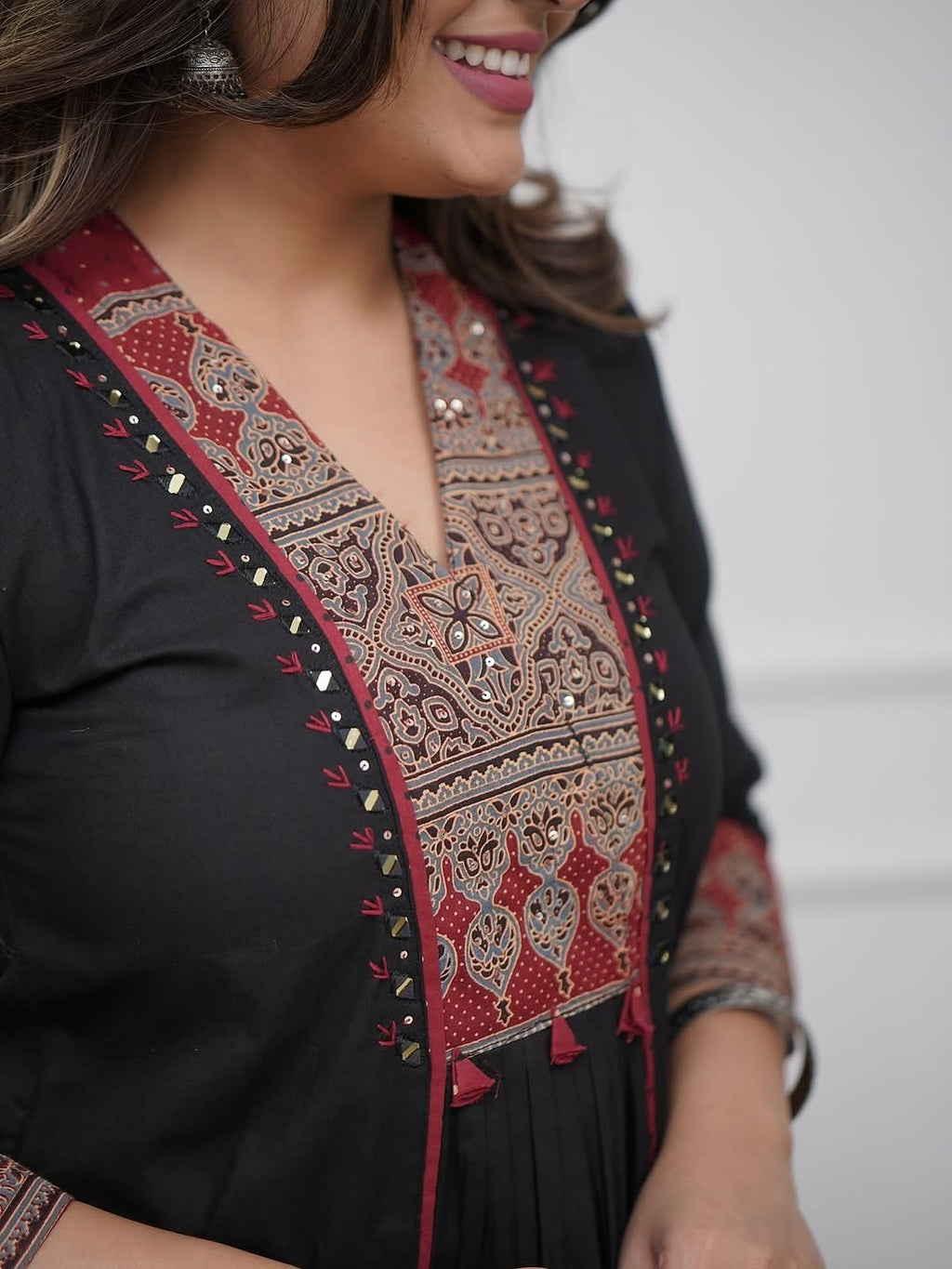 Steal the Spotlight: Handcrafted Mirror-Work Anarkali Kurta Set in Pure Cotton