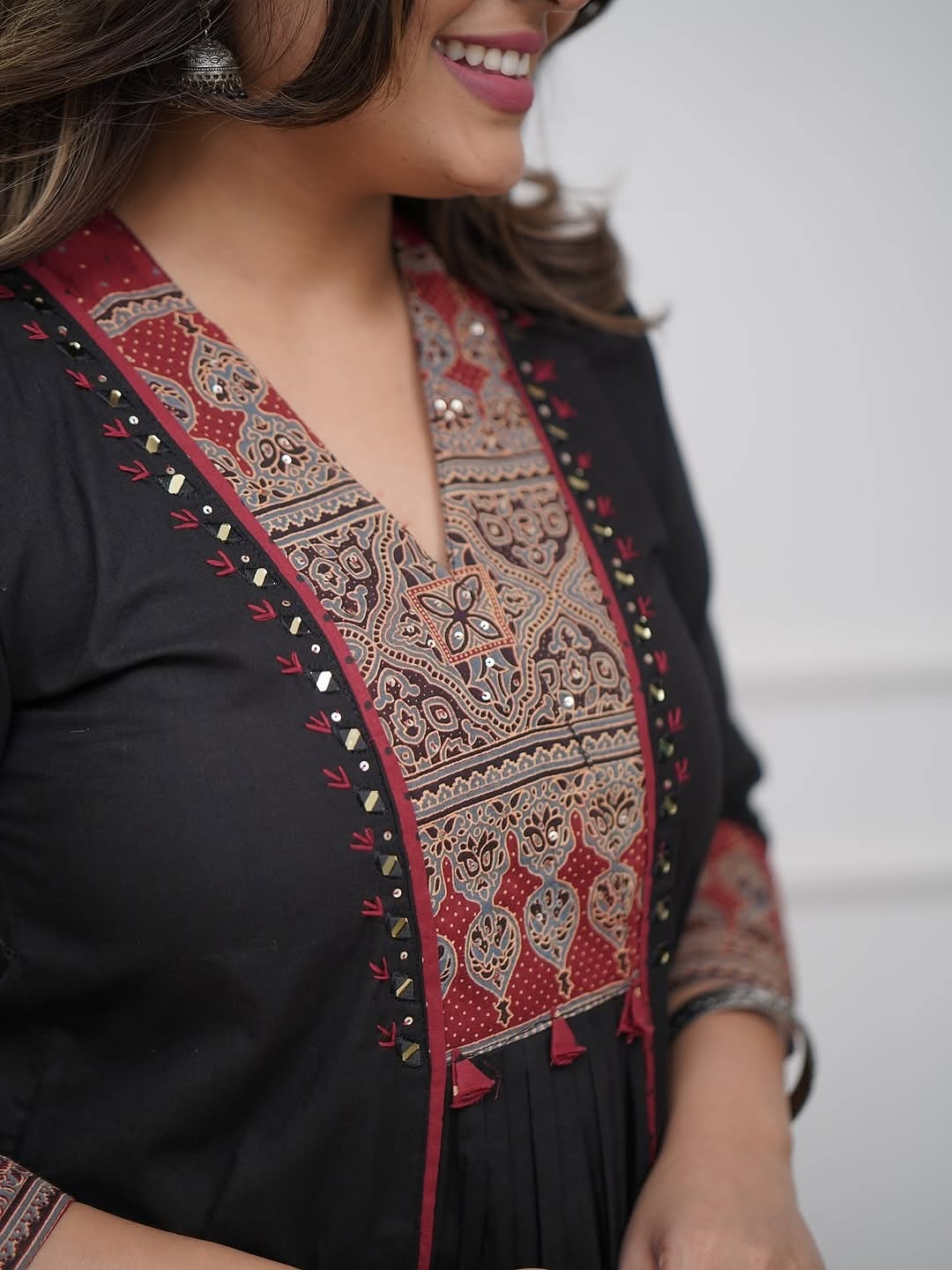 Steal the Spotlight: Handcrafted Mirror-Work Anarkali Kurta Set in Pure Cotton