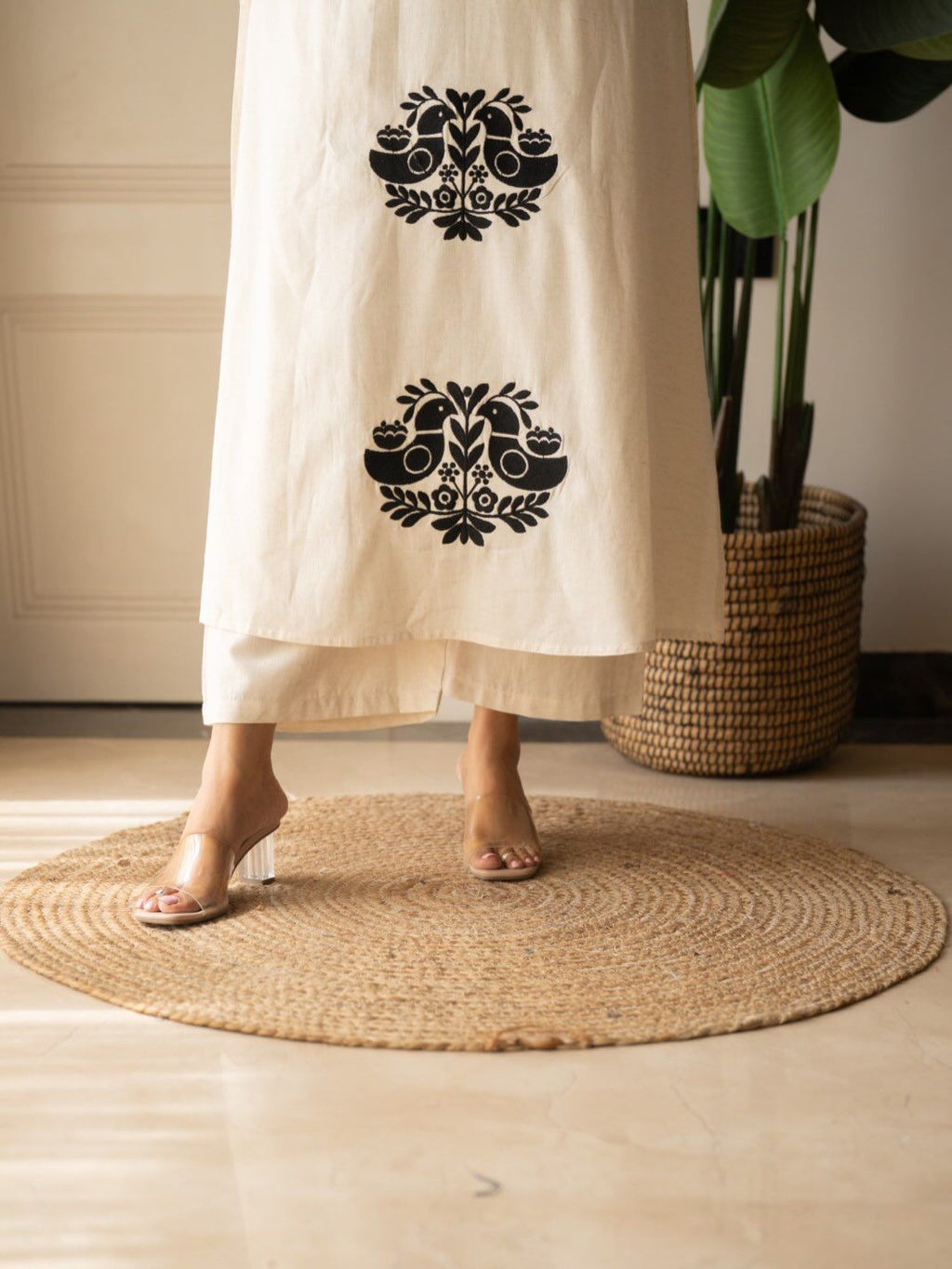 Fine Cotton Flex Embroidered Kurti Set with Dupatta
