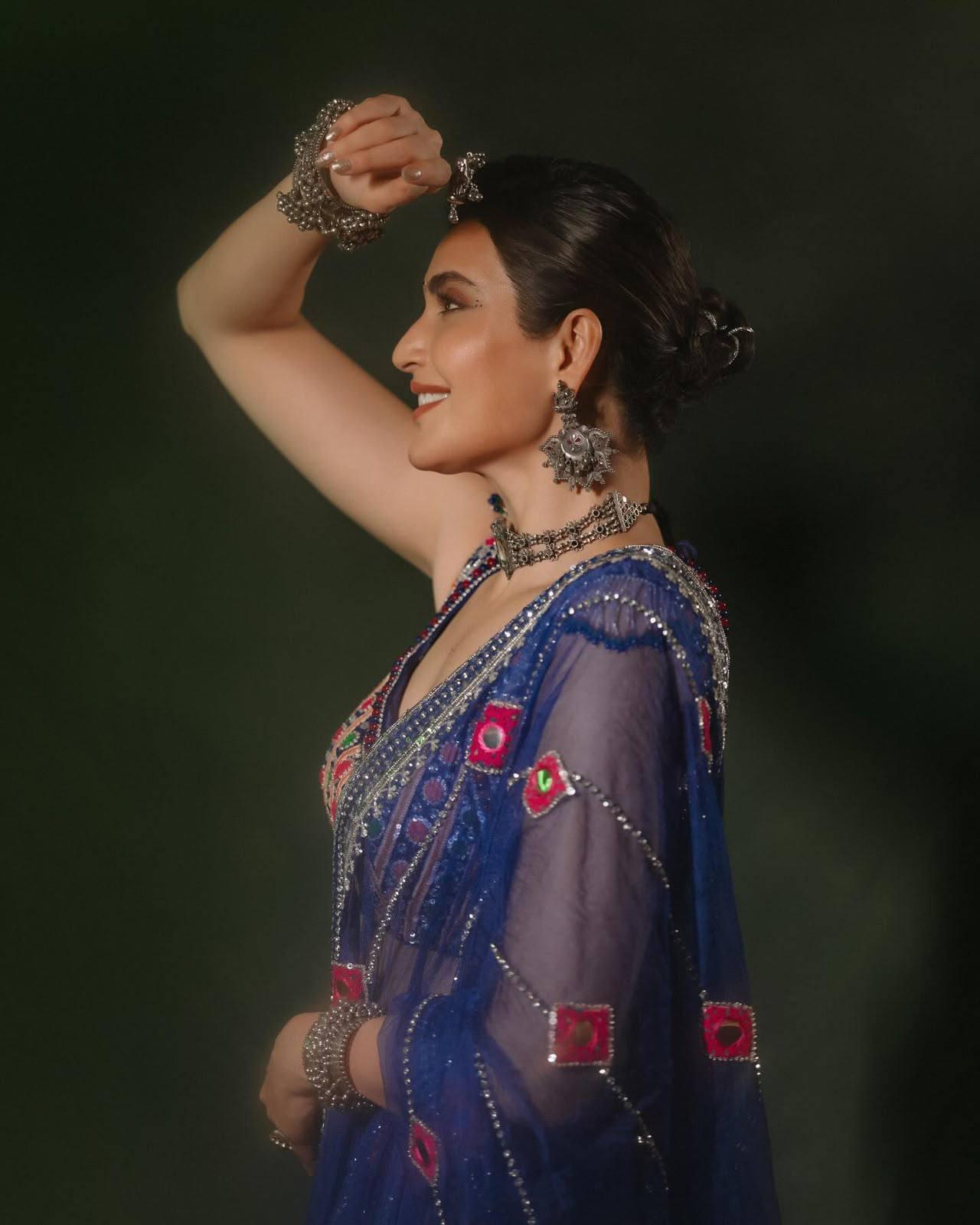 Royal Royal Blue Navratri Special Printed & Real Mirror Work Muslin Cotton Lehenga Choli