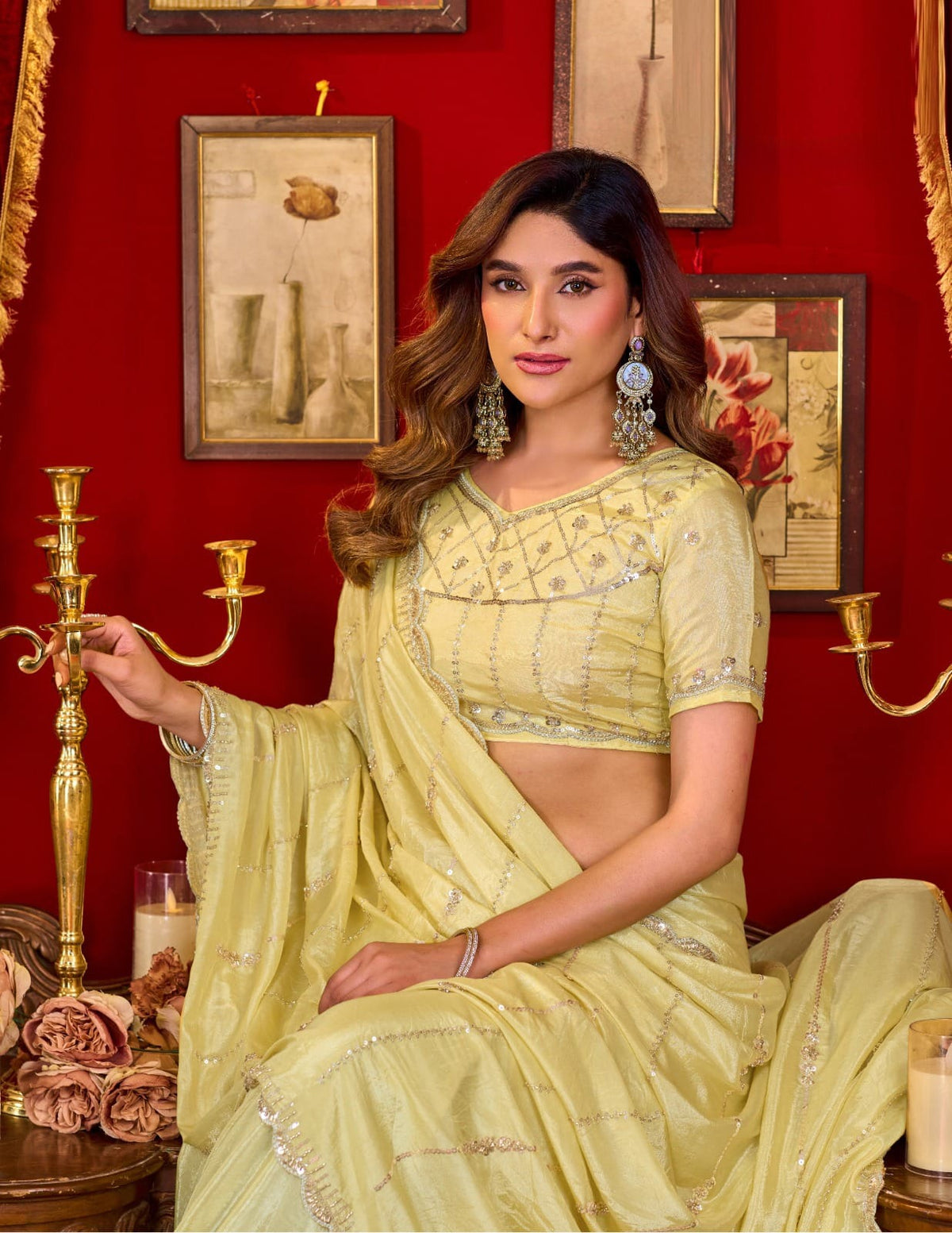 Pure Silk Saree: Luxurious Cut-Work & Sequin Elegance for Weddings & Festivities