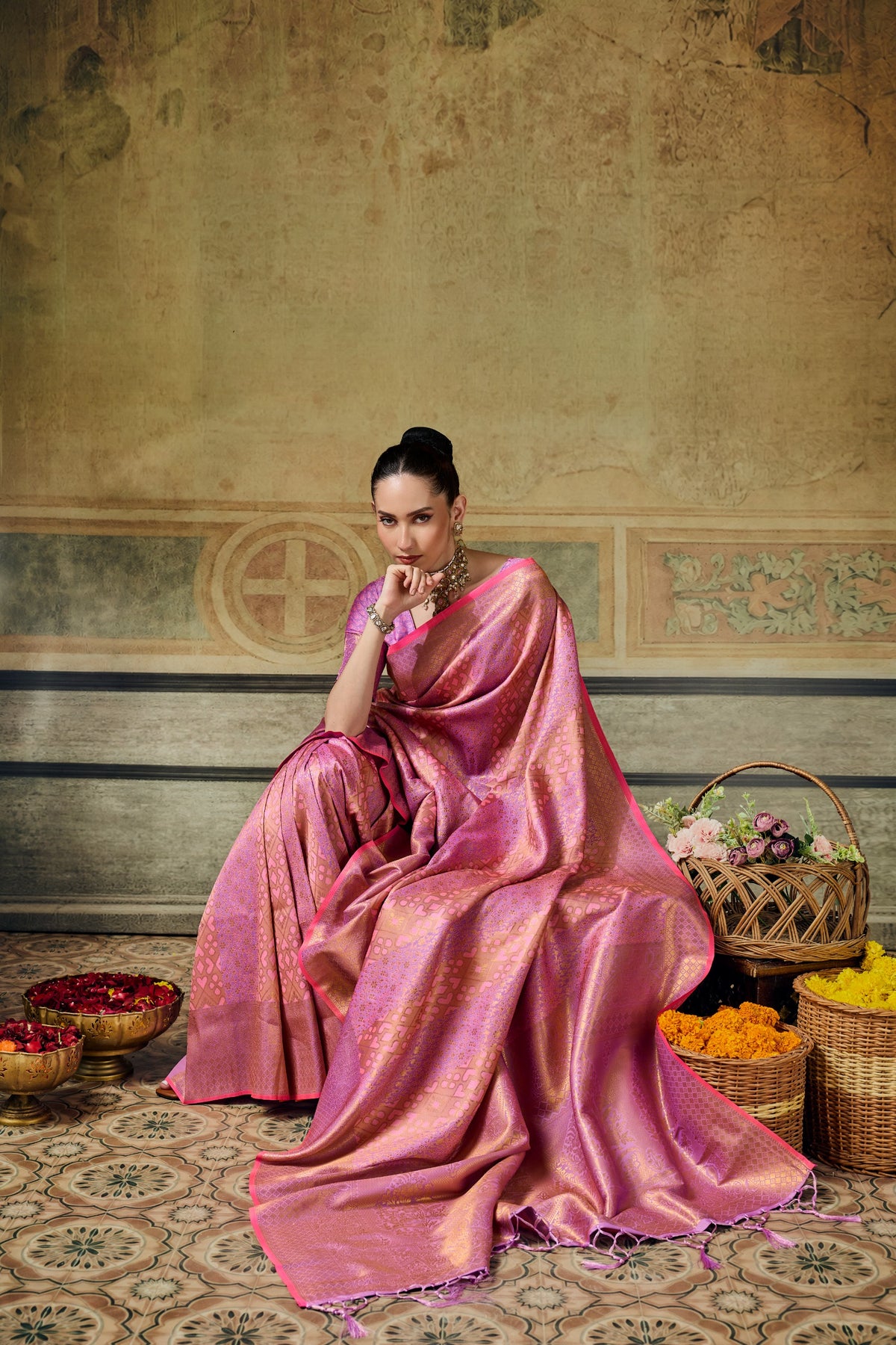 Handloom Silk Saree with Matching Silk Blouse | Festive & Partywear