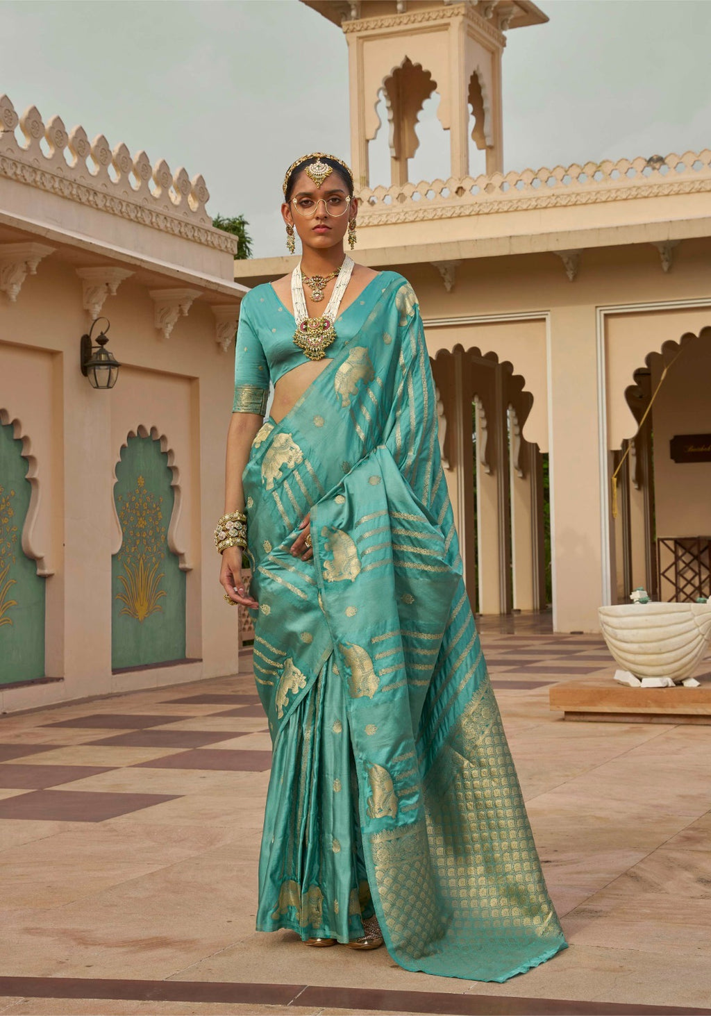 Luxe Satin Silk Jacquard Saree