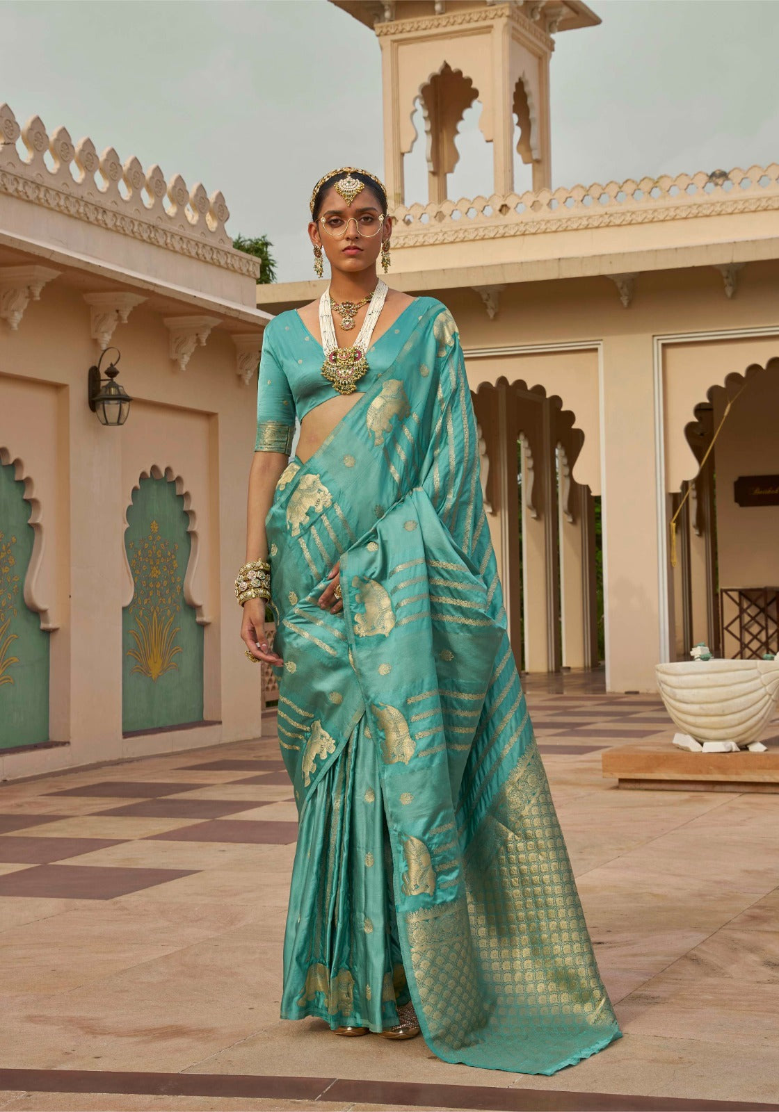 Luxe Satin Silk Jacquard Saree
