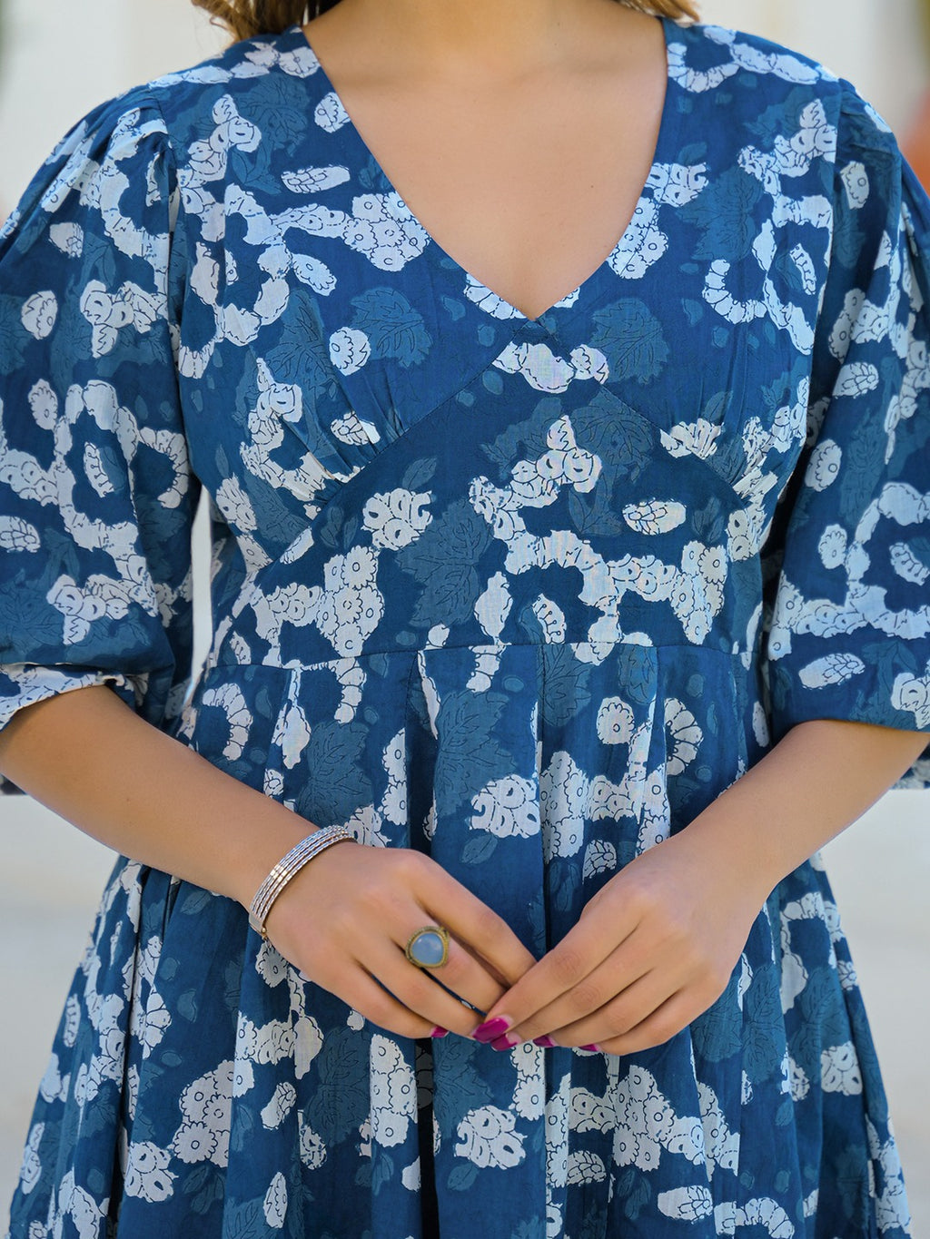 Blue Printed Dress