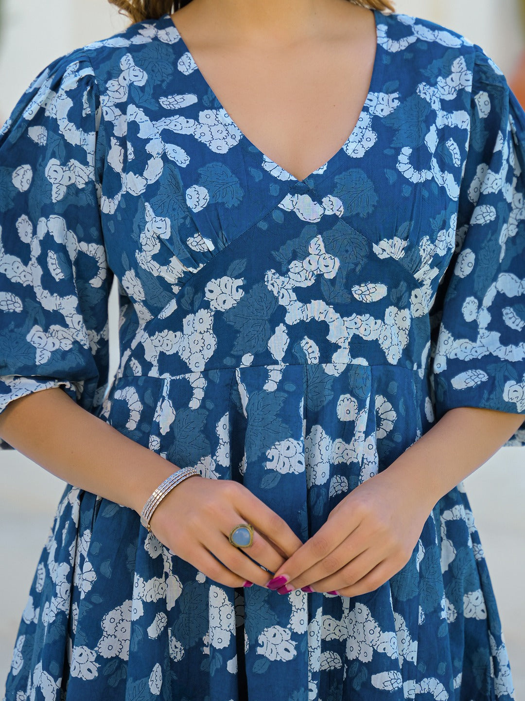 Blue Printed Dress