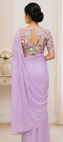 Elegant Daily Wear Saree – Soft Georgette Silk with Designer Floral Work Blouse