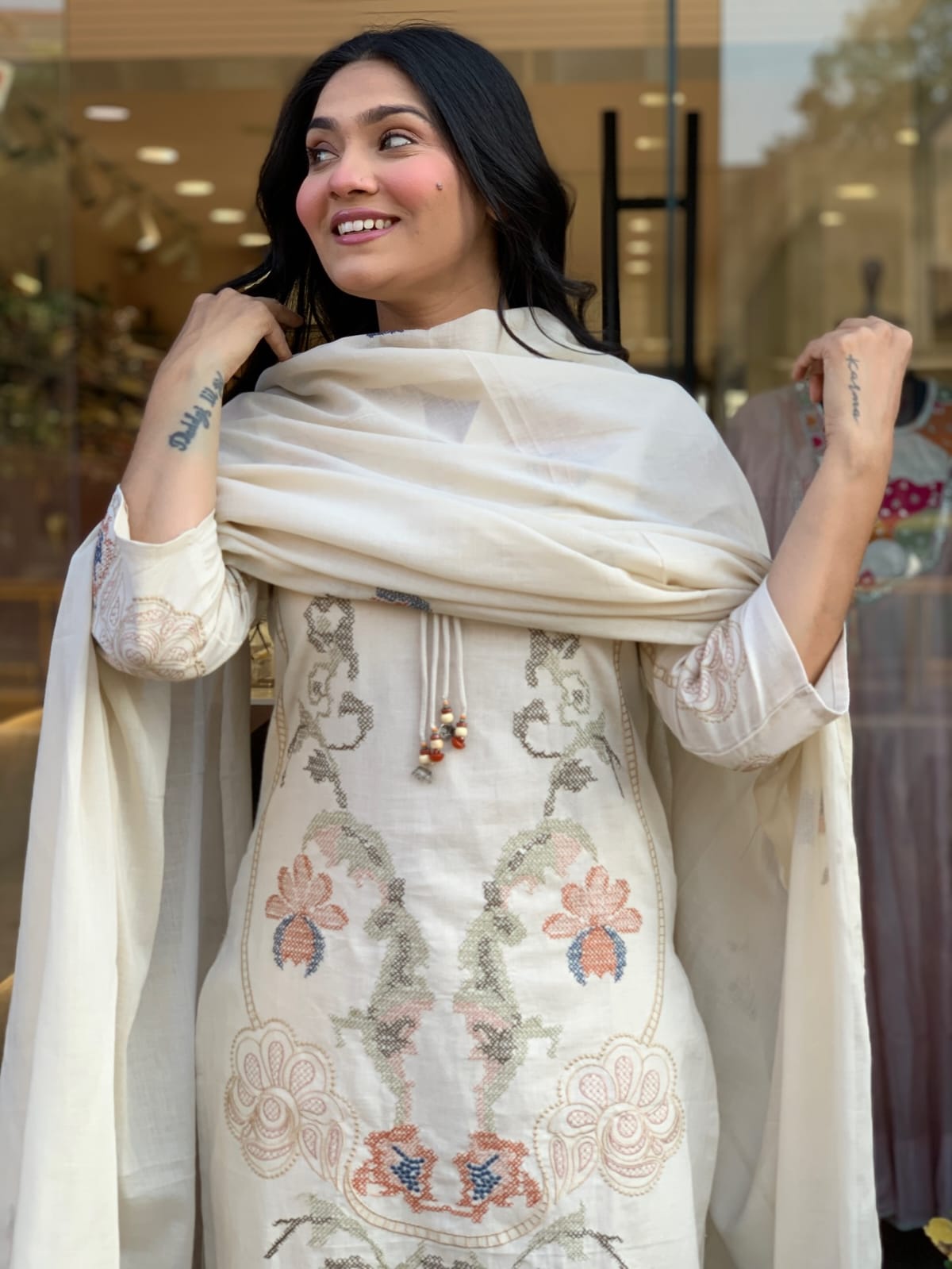 Premium Cotton Flex Embroidered Kurti Set – Elegant Summer Grace