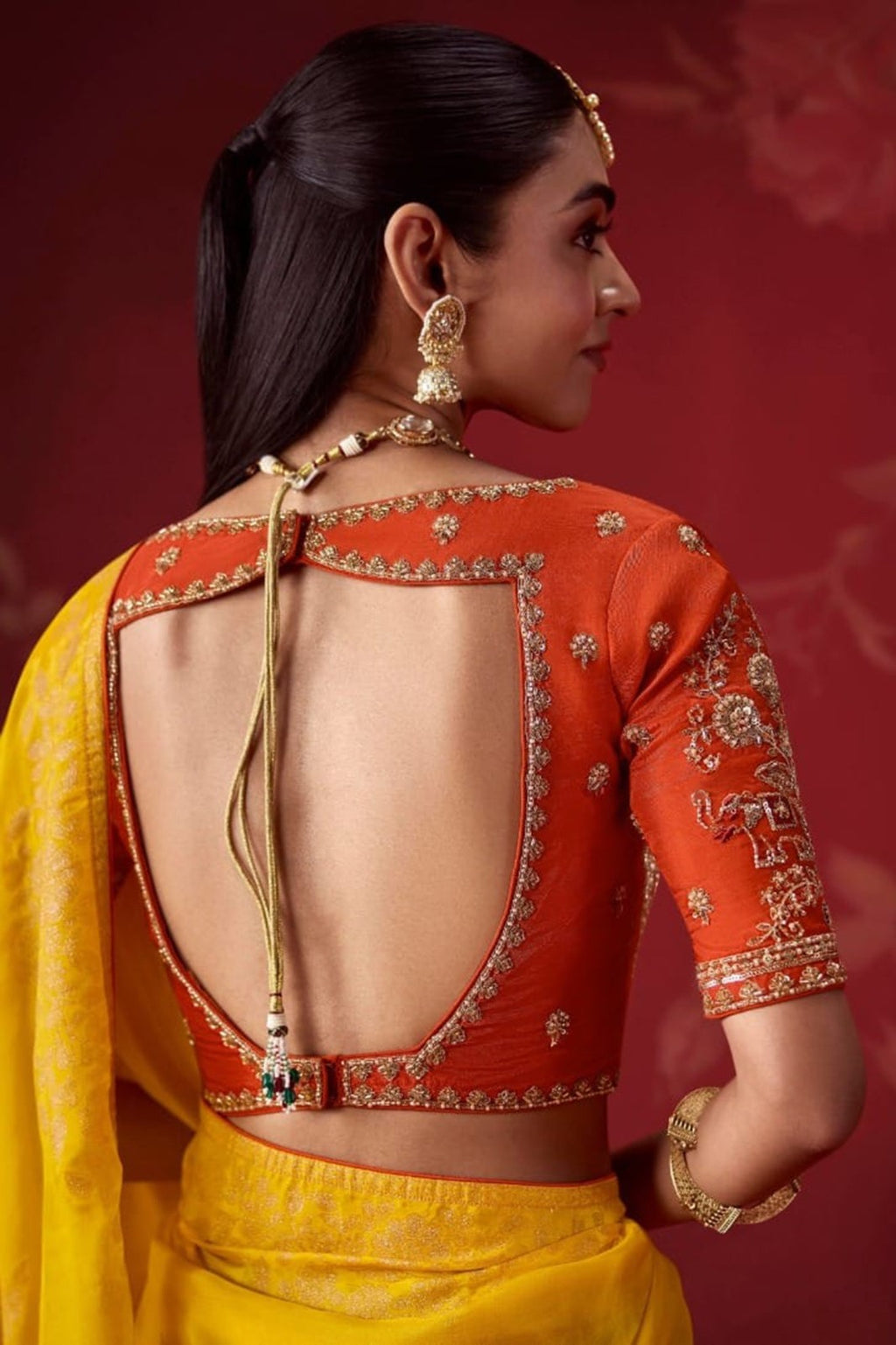 Ombré Dola Crape Silk Saree with Handcrafted Kundan Blouse