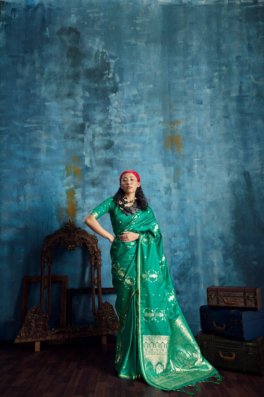 Pure Satin Handloom Weaving Silk Saree