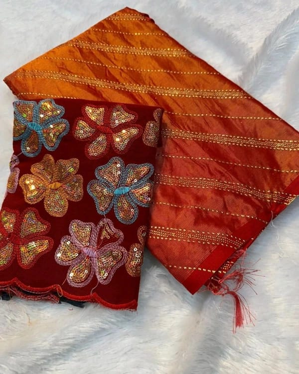 Elegant Fancy Woven Saree with Beautifully Embellished Blouse