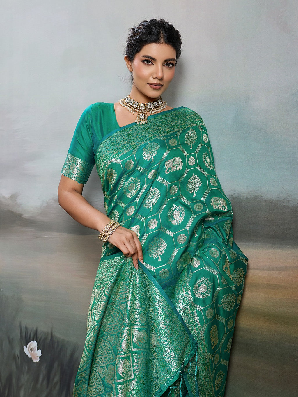 Shine in Pure Opulence: Elegant Silk Blend Sarees with Metallic Zari Weave