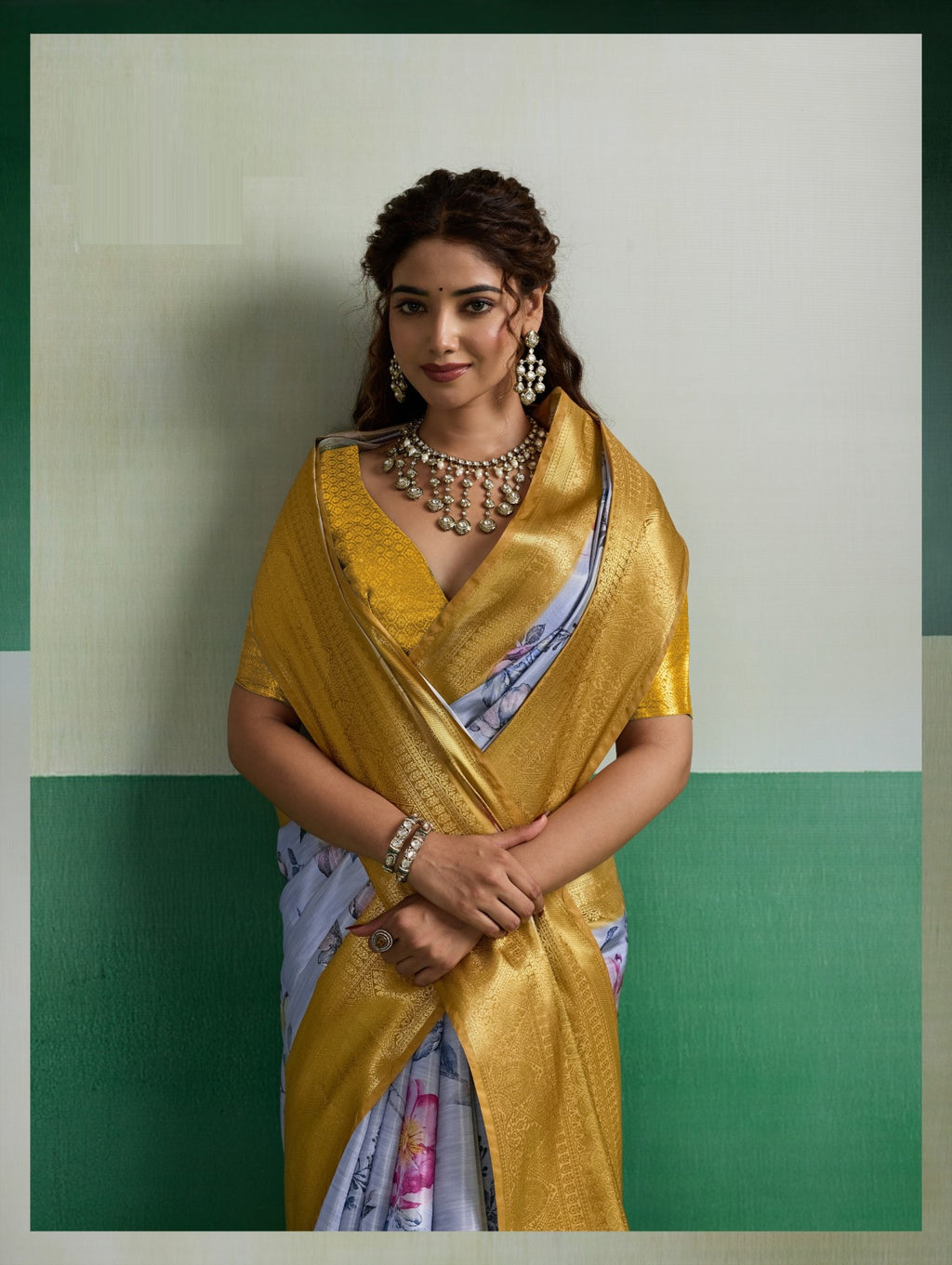 Pure Kanjivaram Tissue Silk Saree with 3D Floral Digital Print