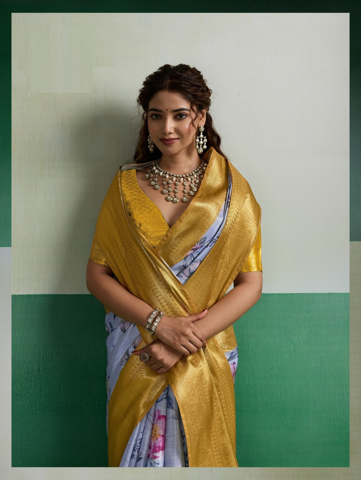 Pure Kanjivaram Tissue Silk Saree with 3D Floral Digital Print