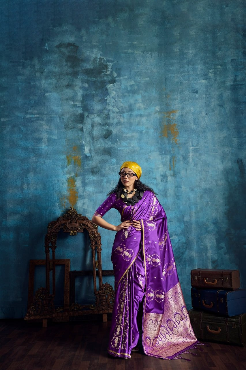 Pure Satin Handloom Weaving Silk Saree