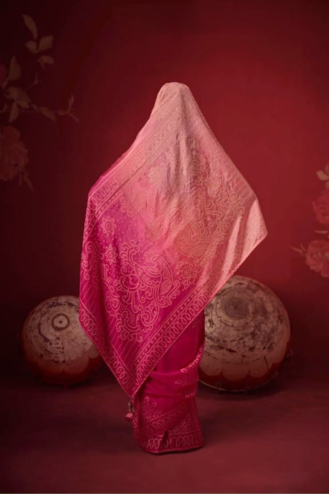 Ombré Dola Crape Silk Saree with Handcrafted Kundan Blouse