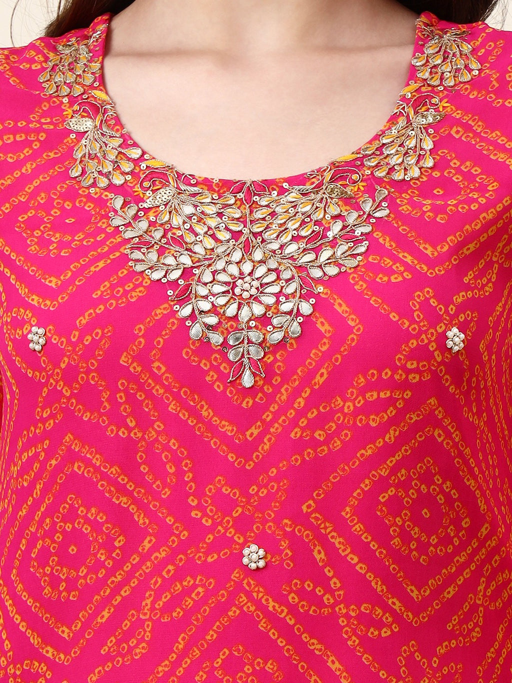 Pink Bandhani Print Top