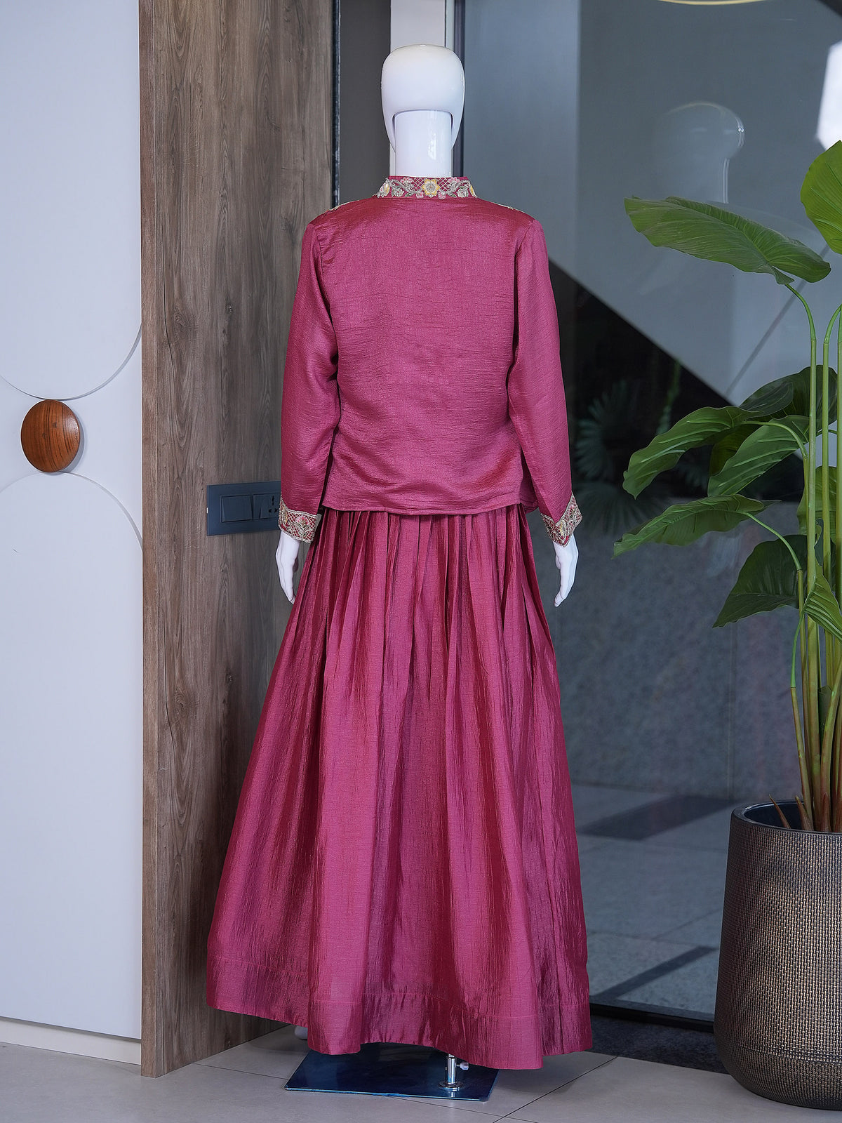 Festive Fusion Opulence: Premium Zazu Silk Embroidered Jacket Lehenga Set with 3-Meter Flair