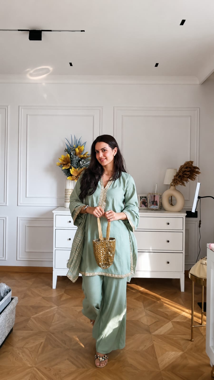 Pure Banana Silk 3-Piece Plazo Set