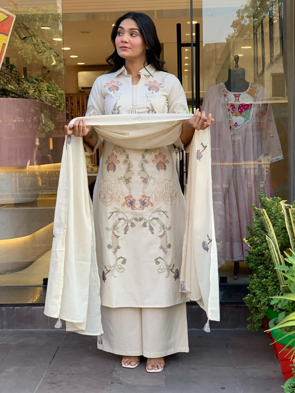 Premium Cotton Flex Embroidered Kurti Set – Elegant Summer Grace