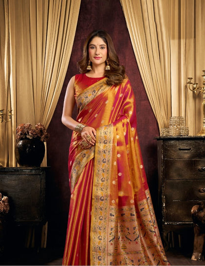 Glimmer in Heritage: Luxury Tissue Silk Sarees for Festive & Party Elegance