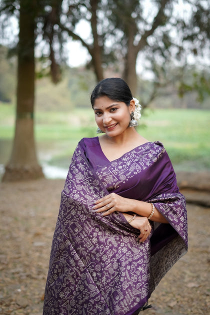 Royal Handloom Raw Silk Saree with Gala Border Detail & Running Blouse Piece